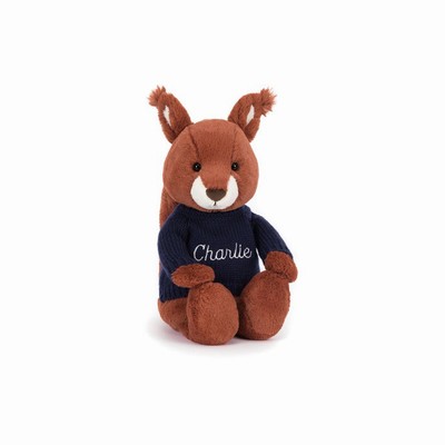 Jellycat Bashful Squirrel with Navy Jumper UK | 56192YEJI